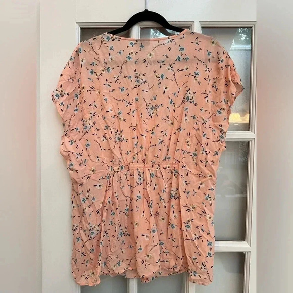 Torrid Floral Challis Button Fit & Flare Blouse Stretch Back Peach Plus Size 2X - Picture 6 of 15